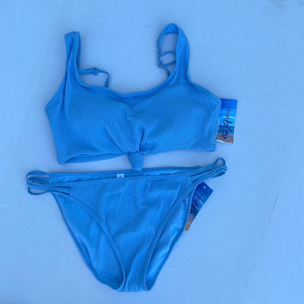 rue bleu swimwear by rue21 ribbed 2pc bikini NWT light blue